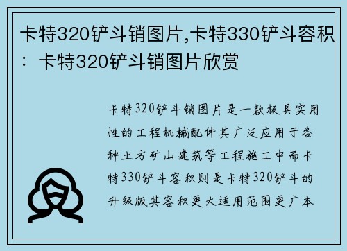 卡特320铲斗销图片,卡特330铲斗容积:卡特320铲斗销图片欣赏 卡特320铲斗销图片,卡特330铲斗容积:卡特320铲斗销图片欣赏