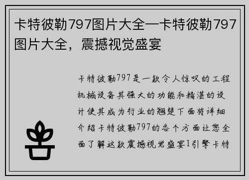 卡特彼勒797图片大全—卡特彼勒797图片大全,震撼视觉盛宴 卡特彼勒797图片大全—卡特彼勒797图片大全,震撼视觉盛宴